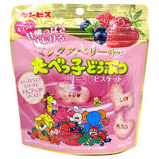 Ginbis Strawberry Chocolate Animal Biscuit Mixed Berry Favored40g