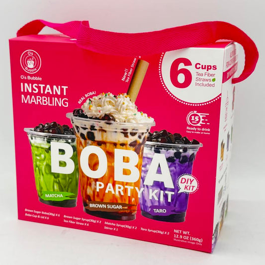 O'S Bubble Instant Marbling Boba Party Kit - Matcha,Brown Sugar,Taro 360g/(6cups)