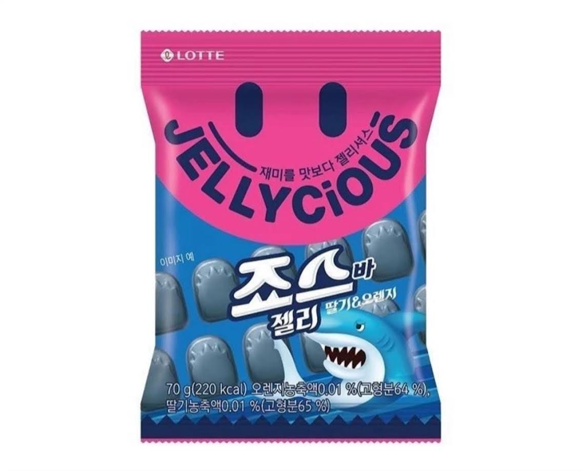 Lotte Korea Jellycious Gummy Fruit Jelly - Jaws Bar Gummy 70gx2bags