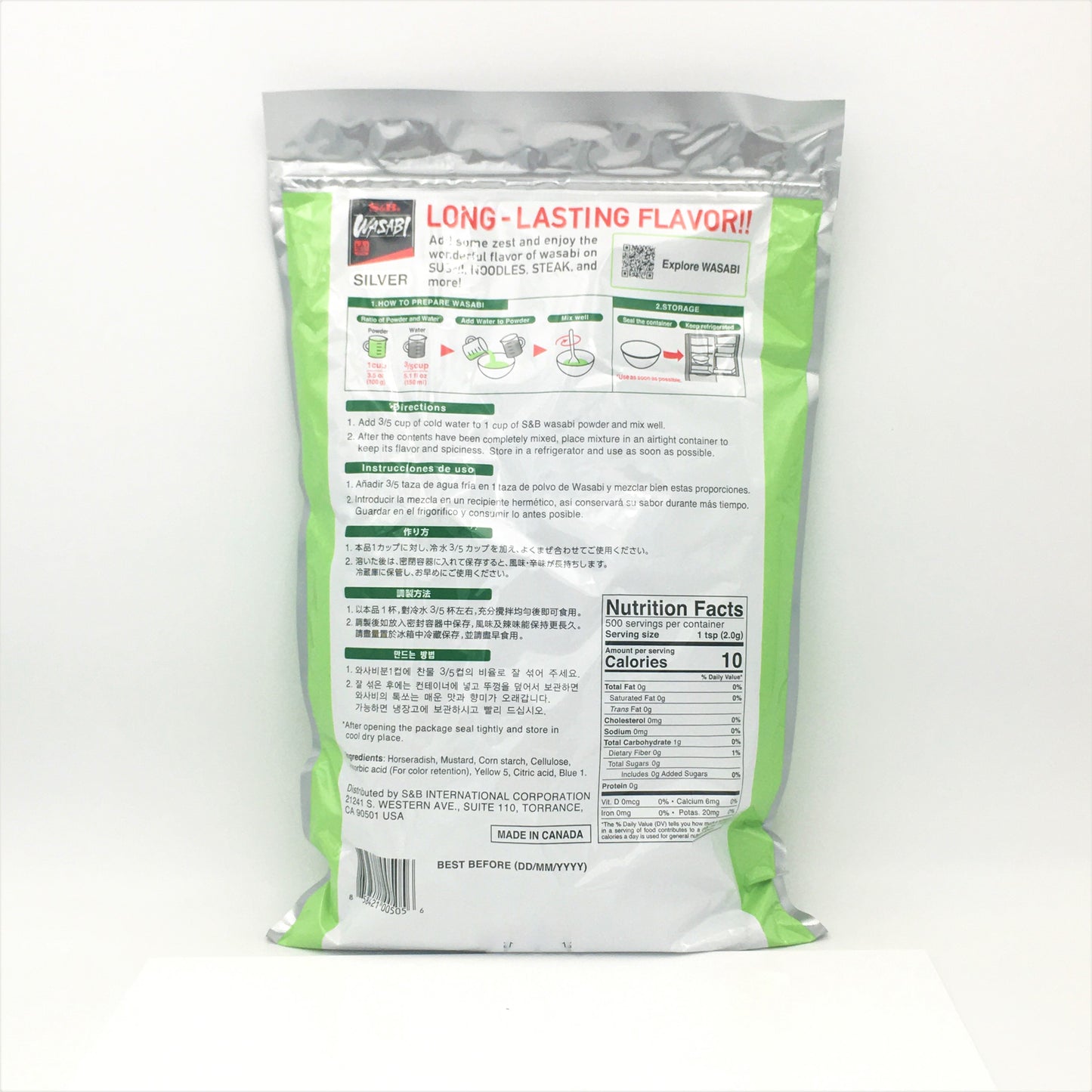S & B Gluten Free Spicy Wasabi Powder -Silver 35oz/ 2.2lb