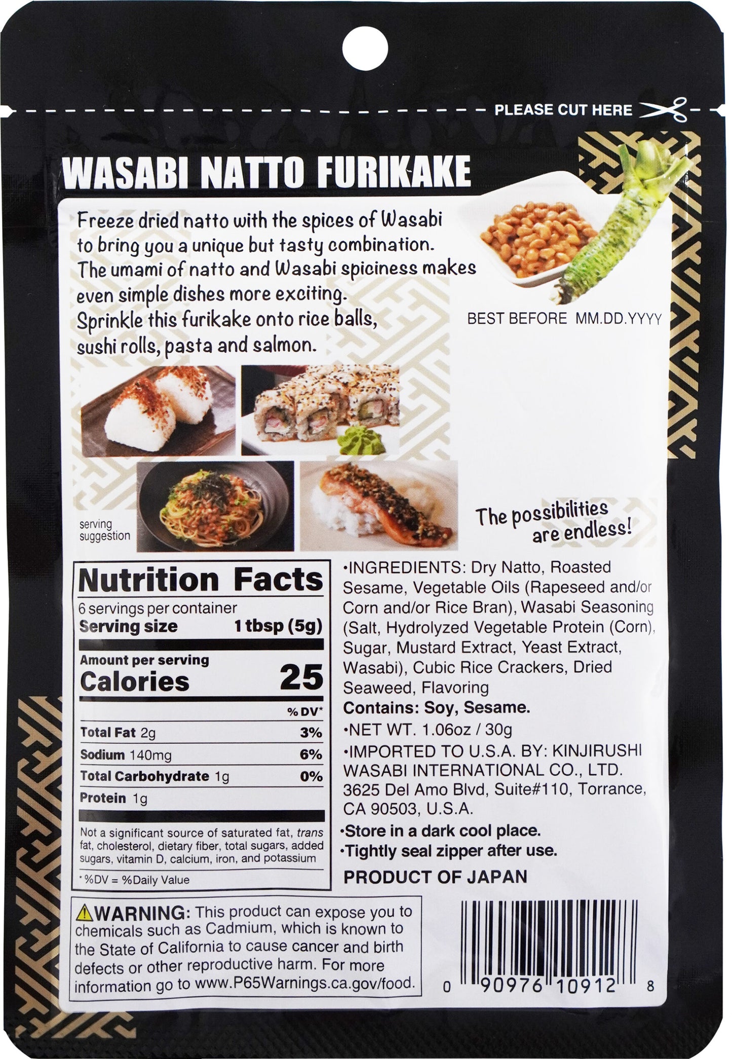 Kinjirush Gluten Free Wasabi Natto Furikake 30g