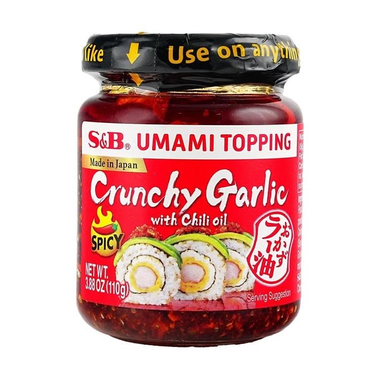 S&B Crunchy Garlic Topping With Chili Oil - Spicy , From Japan 3.88 oz