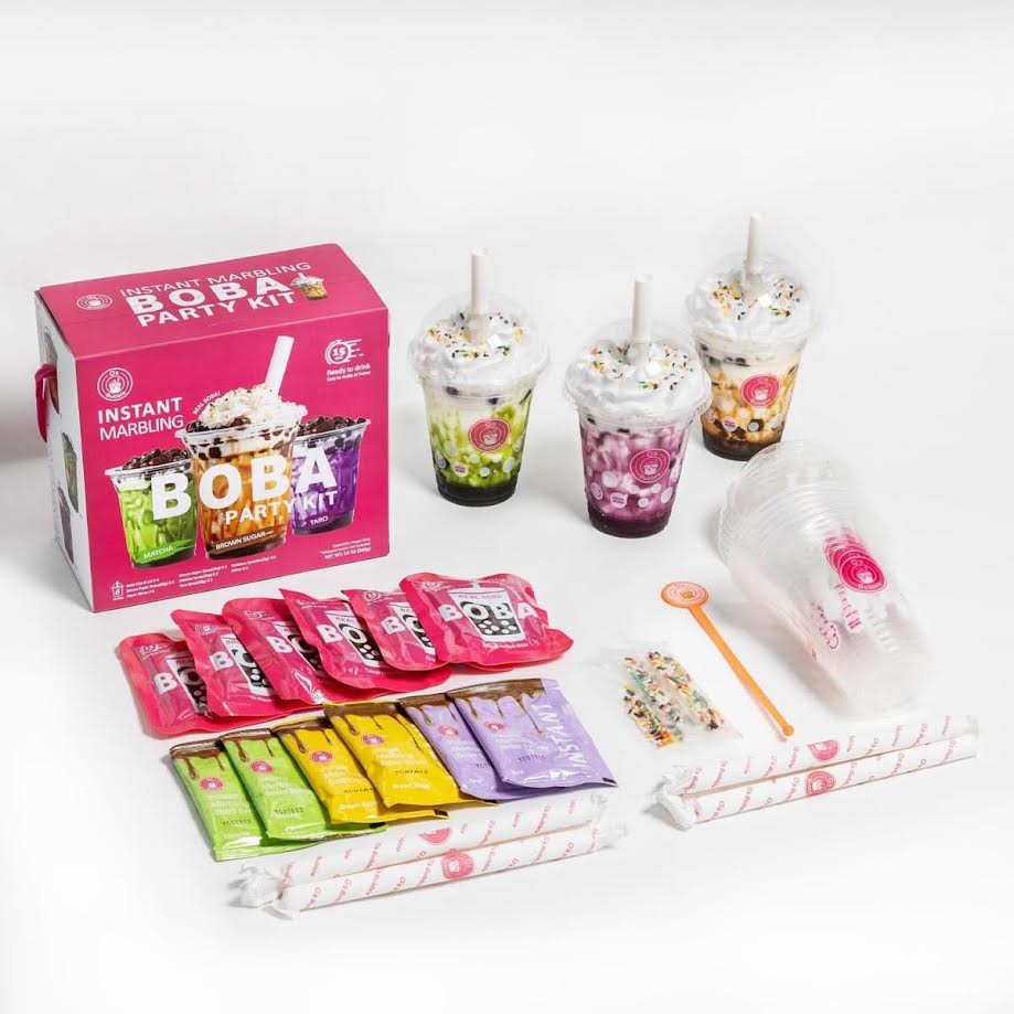 O'S Bubble Instant Marbling Boba Party Kit - Matcha,Brown Sugar,Taro 360g/(6cups)