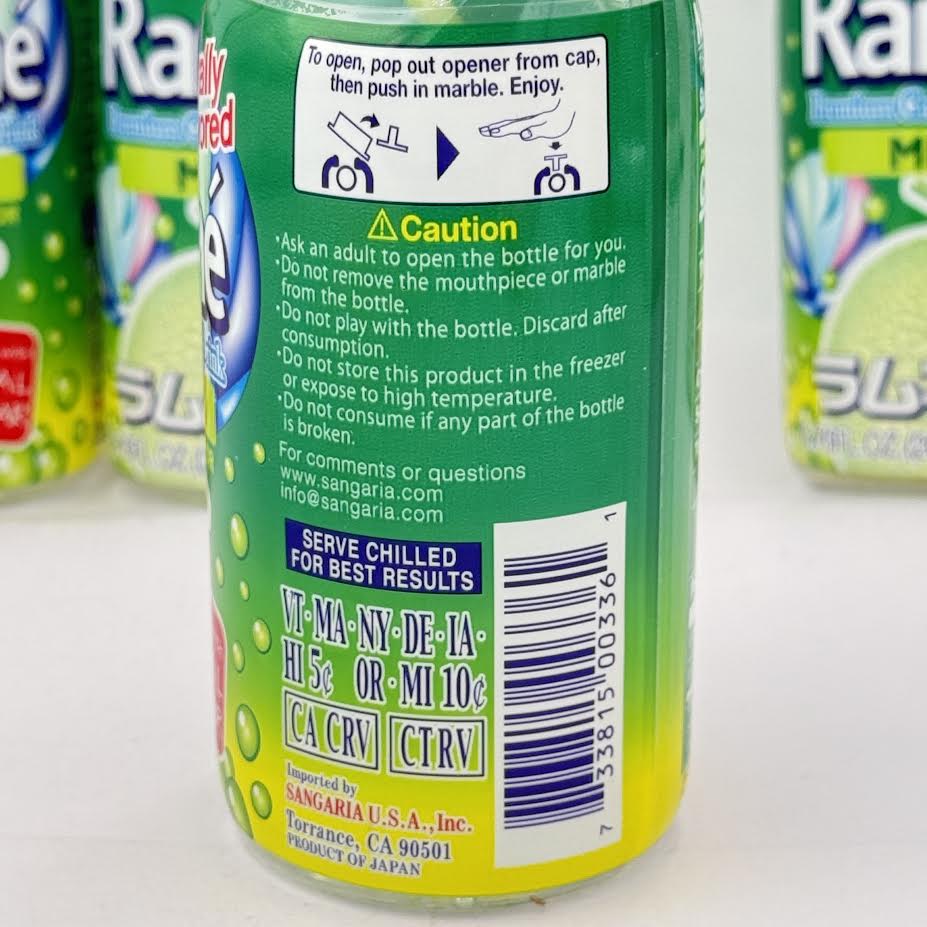 Sangaria Ramune - Melon Flavor 200mlx6bottle三佳麗彈珠汽水蜜瓜口味