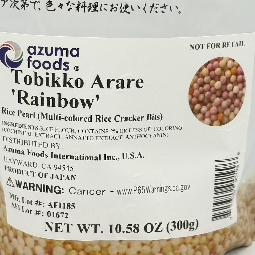Azuma Foods Tobikko Arare Rainbow Multi-Colored Rice Cracker Bits 10.58oz/(300g)