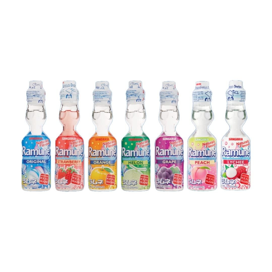 Sangaria Ramune Japanese Soft Drinks Mix Favor Combo 6.76 Fl Oz X7
