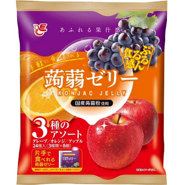 Ace Bakery Konjac Fruit Juice Jelly -Grape,Orange,Apple Flavors 20gx24pcs