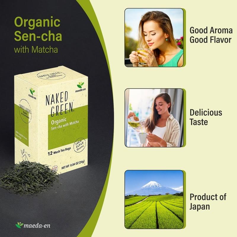 Maeda-En Naked Green Organic Sen-Cha With Matcha 24g/(12tea bags)